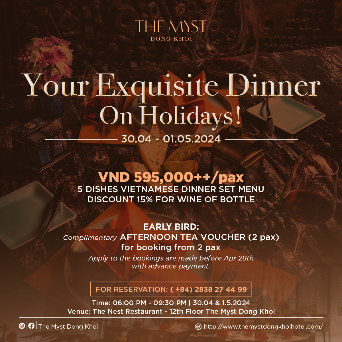 THE NEST RESTAURANT – Celabrate the Holiday with a Special Dinner