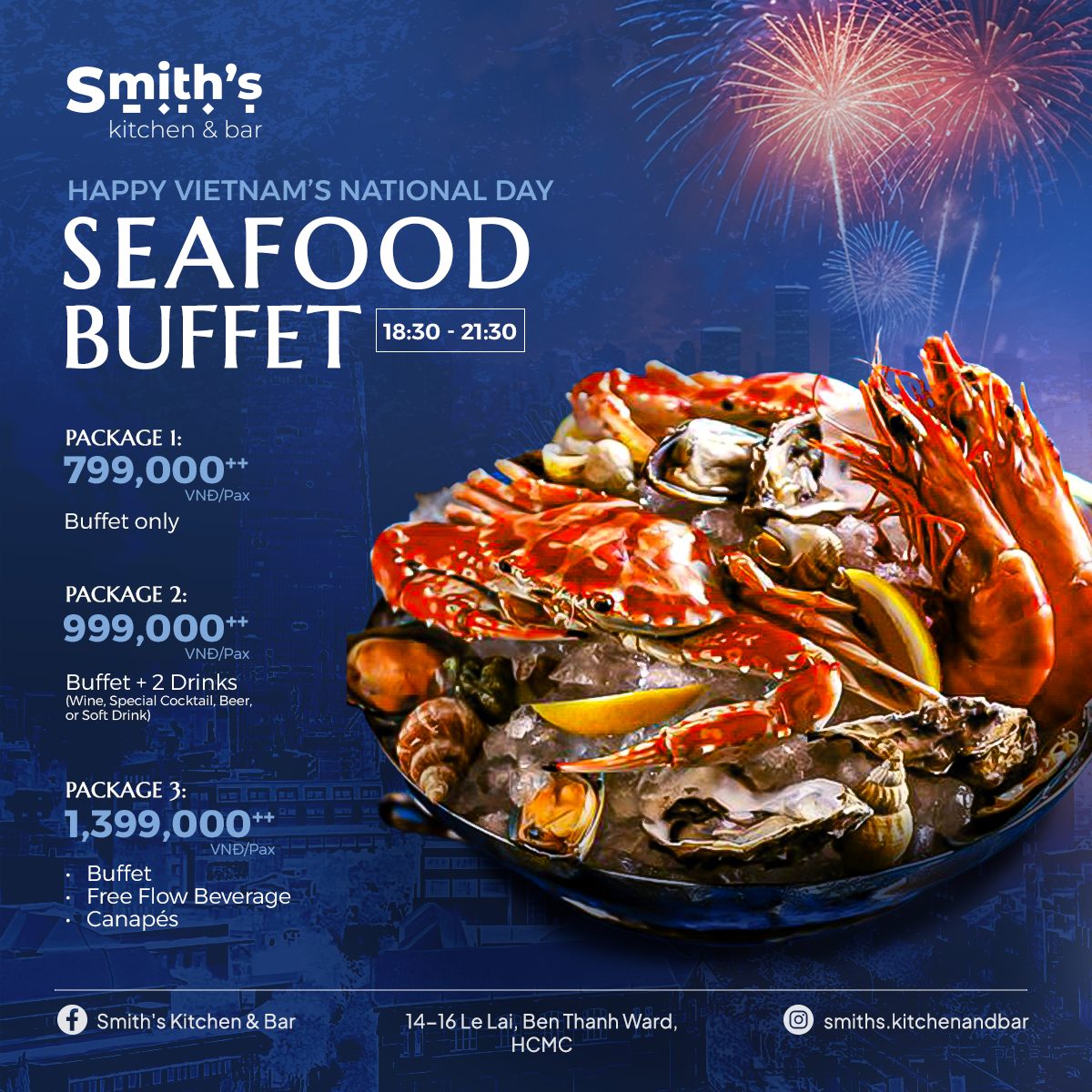 SMITH’S KITCHEN & BAR – Đại Tiệc Buffet Hải Sản Mừng Đại Lễ Quốc Khánh